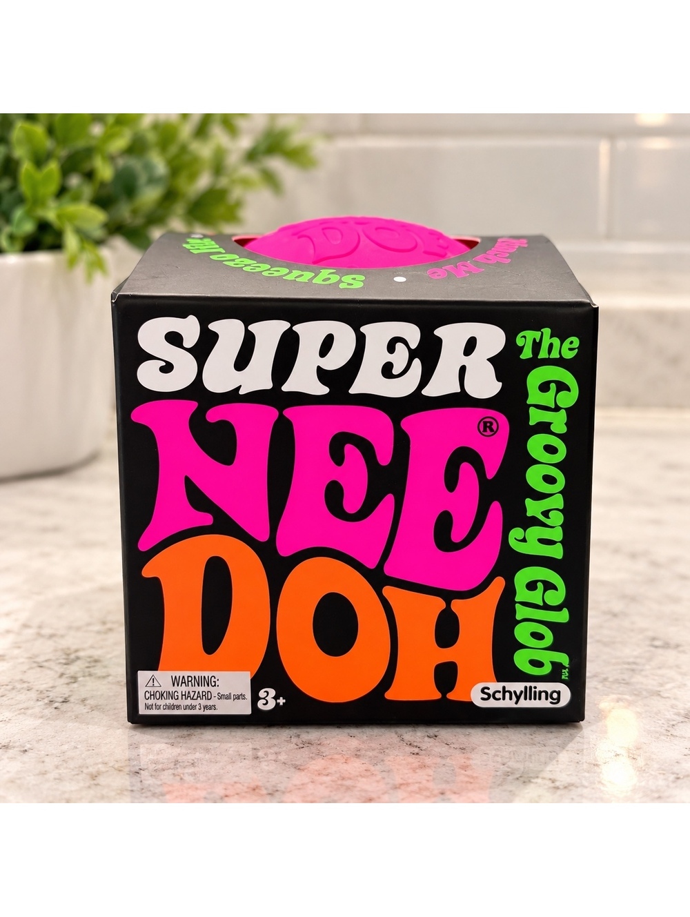 Schylling Super NeeDoh The Groovy Glob Pink Squishy Stress Ball